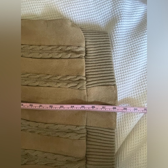 Unisex vintage Arctic Fox Tan Zip-Up leather front Sweater with Cable Knit NWOT - Picture 7 of 9